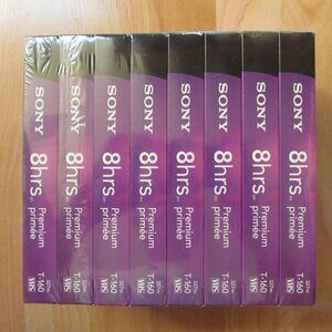 8 pack Sony T-160VR Premium VHS Tape 8hrs EP NEW